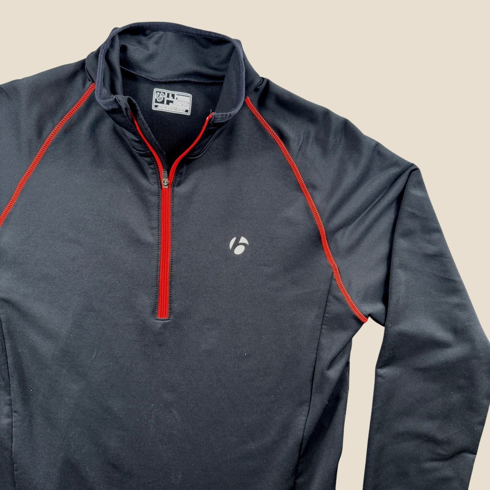 Bontrager Cycling Jersey Men L Black Red Quarter Zip Long Sleeve Athletic Gear